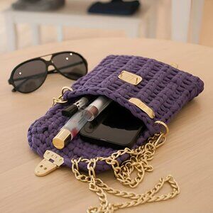 The Violet Chain Knit Crossbody- Handmade Handbag